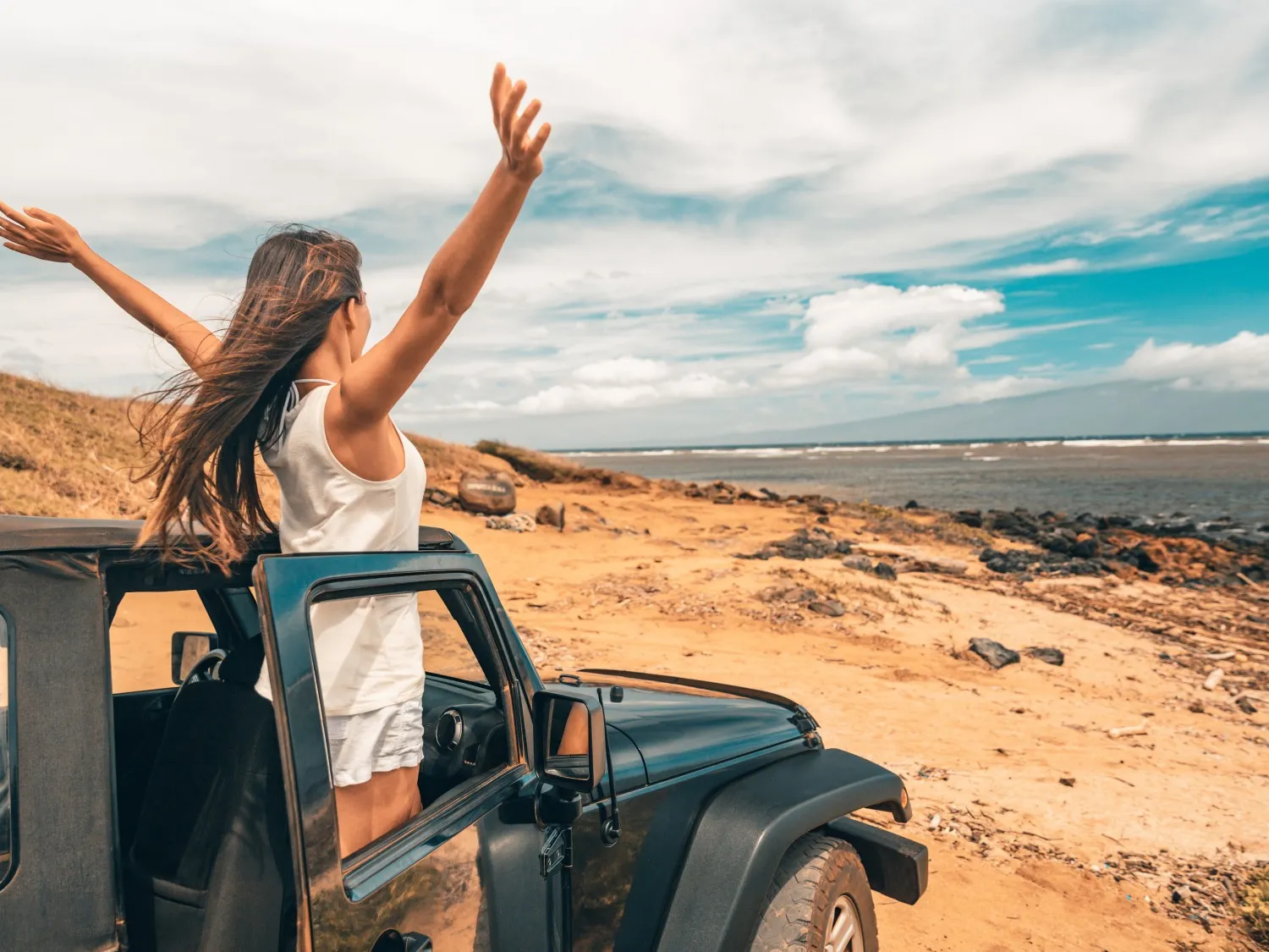 Happy woman outside